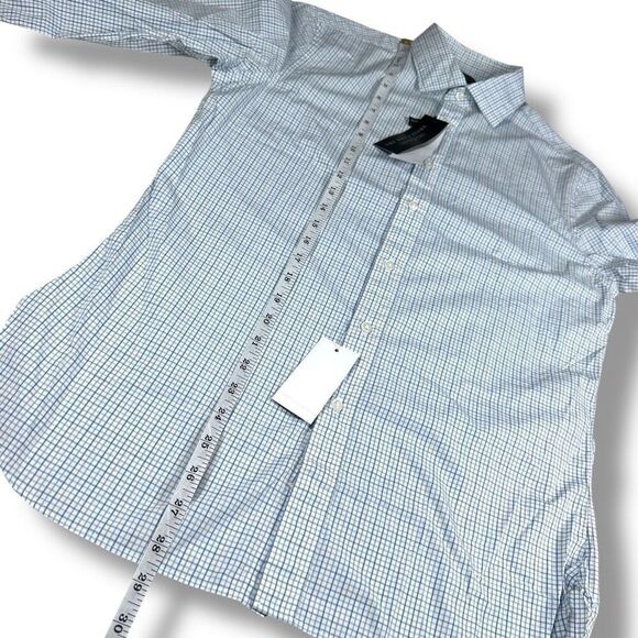 NWT Bloomingdales Button Down Shirt Mens Size Small S Slim Fit Stretch Blue - Picture 8 of 9